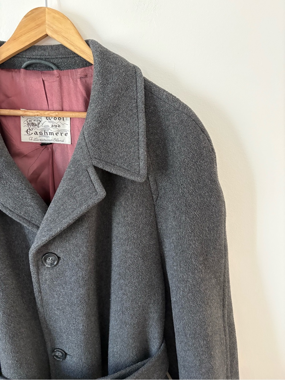 Vintage Wool Cashmere Oversized Coat Size 44 XL Italian Fabric Heavyweight Fall - Picture 7 of 16
